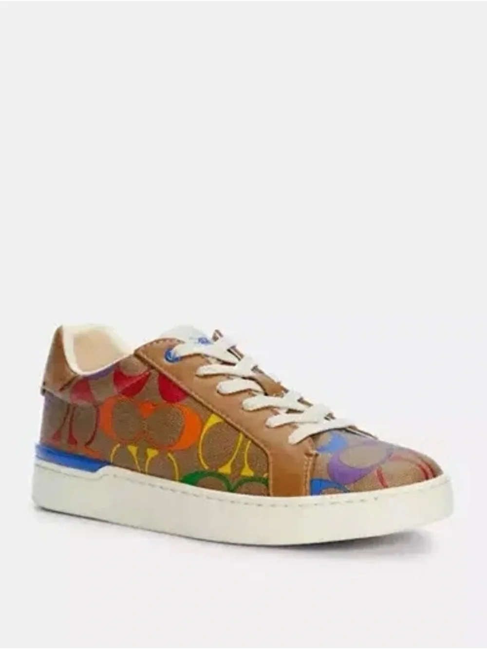 Coach Multicolor Logo Low-Top Sneaker in Brown, Orange, Red, Yellow, Blue - Picture 4 of 5